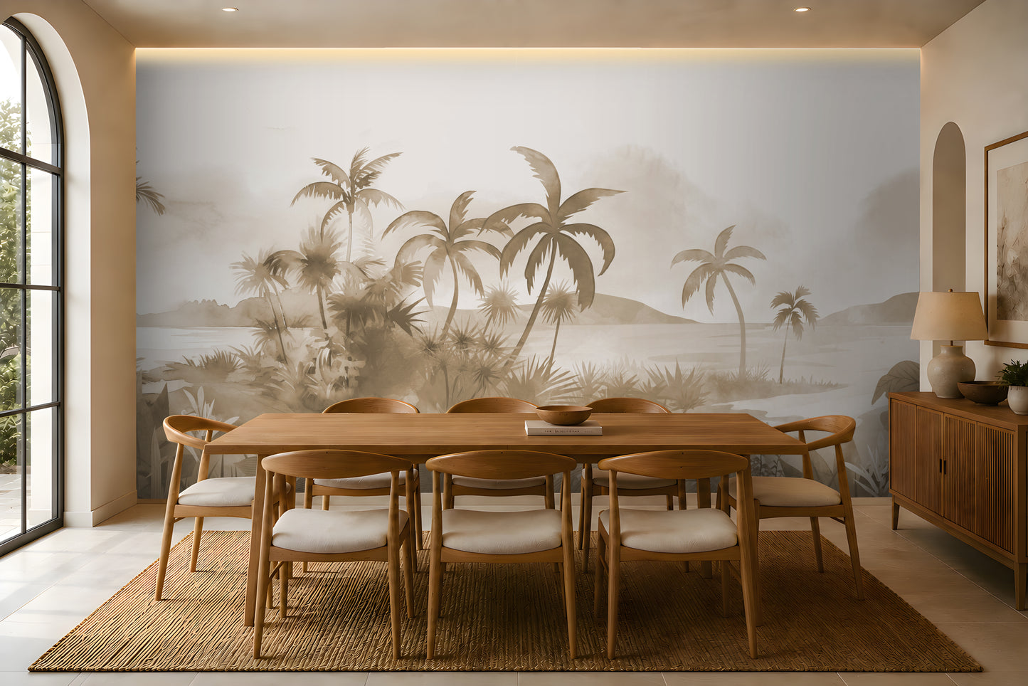 737_DA Panoramic Tranquility – Scenic Landscape Wallpaper, Taupe