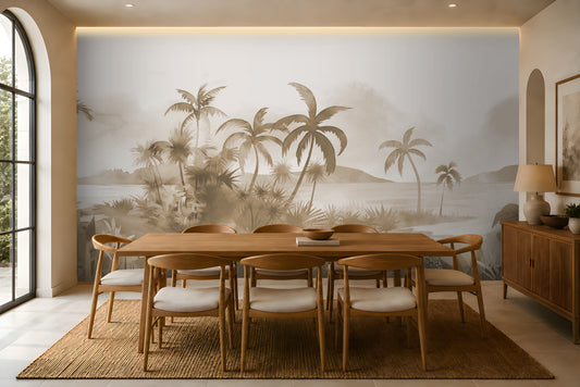 737_DA Panoramic Tranquility – Scenic Landscape Wallpaper, Taupe
