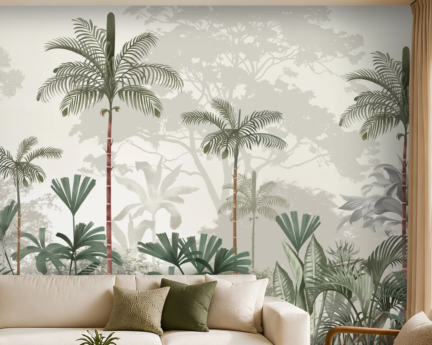 773_DA Paradise Palms Tropical Palm Leaf Wallpaper, Ivory