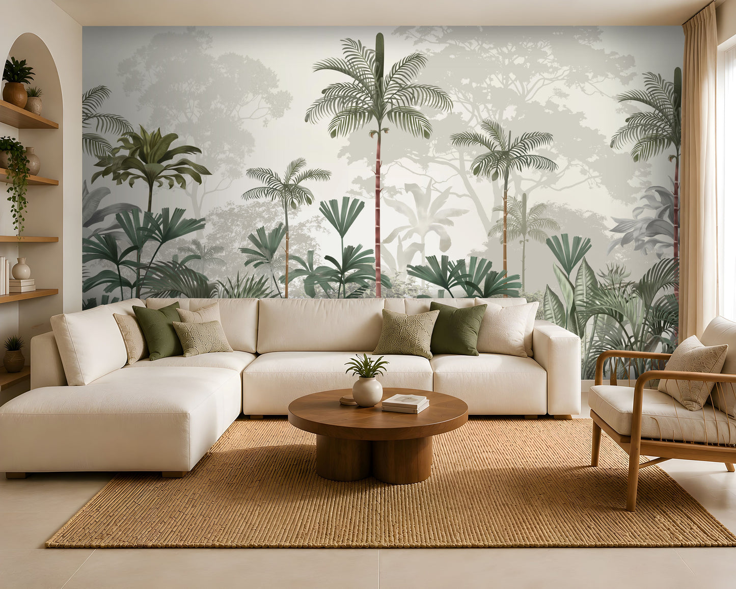 773_DA Paradise Palms Tropical Palm Leaf Wallpaper, Ivory