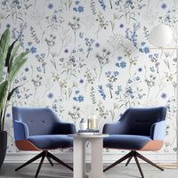779_DA  Meadow Whispers Wallpaper, Cobalt Blue