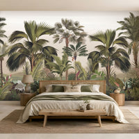 819_DA Exotic Palm Retreat Tropical Palm Wallpaper, Noble Cream
