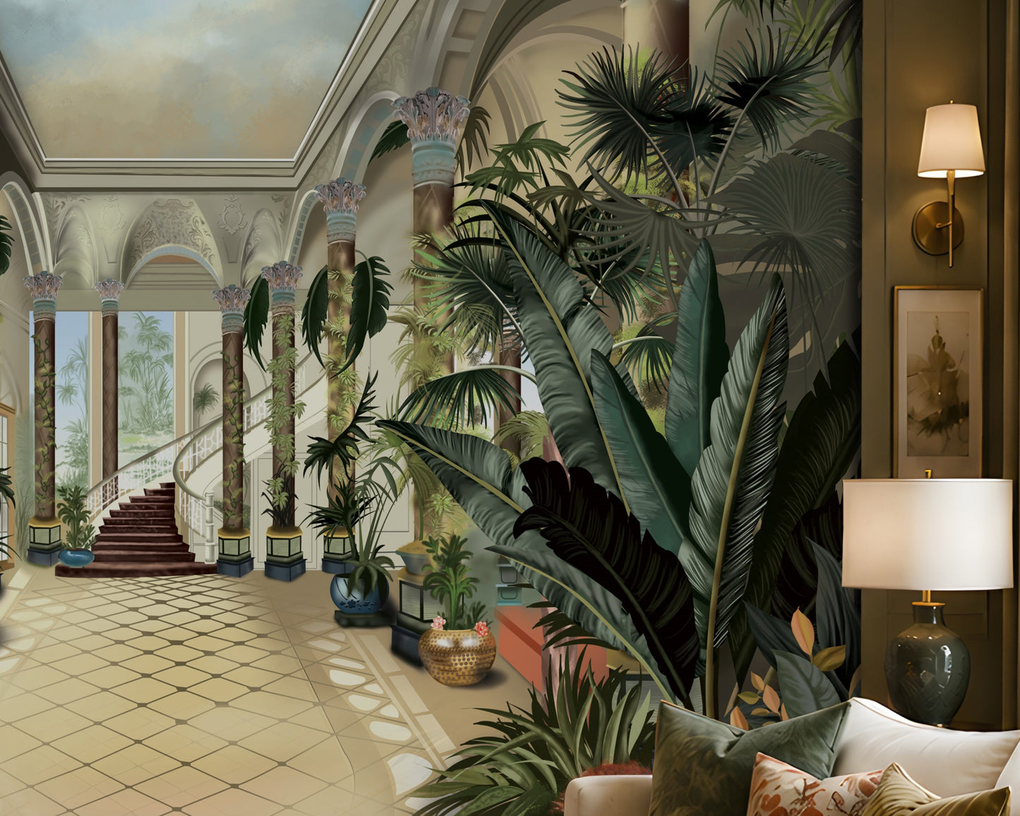 848_DA Palatial Elegance Royal Heritage Mural Wallpaper, Sand Beige Luxury Wall Design