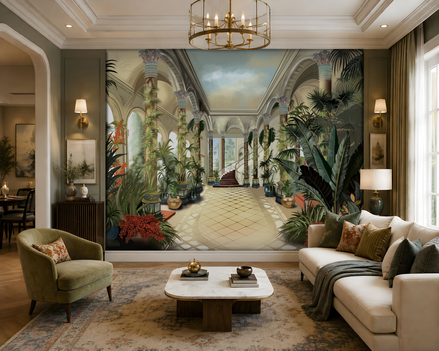 848_DA Palatial Elegance Royal Heritage Mural Wallpaper, Sand Beige Luxury Wall Design