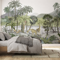 944_DA Savanna Splendor Tropical Wall Mural Wallpaper, Smoky Terracotta