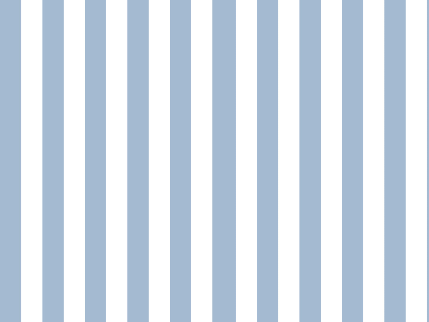 A bright living room features a striped wallpaper pattern.
The wallpaper colors are soft sky blue and crisp white.
The design has clean, evenly spaced vertical stripes across the wall.
A light grey sofa with several matching pillows sits in front.
A pale peach blanket is draped casually over the couch cushions.
The look is finished with a large green plant on the right.