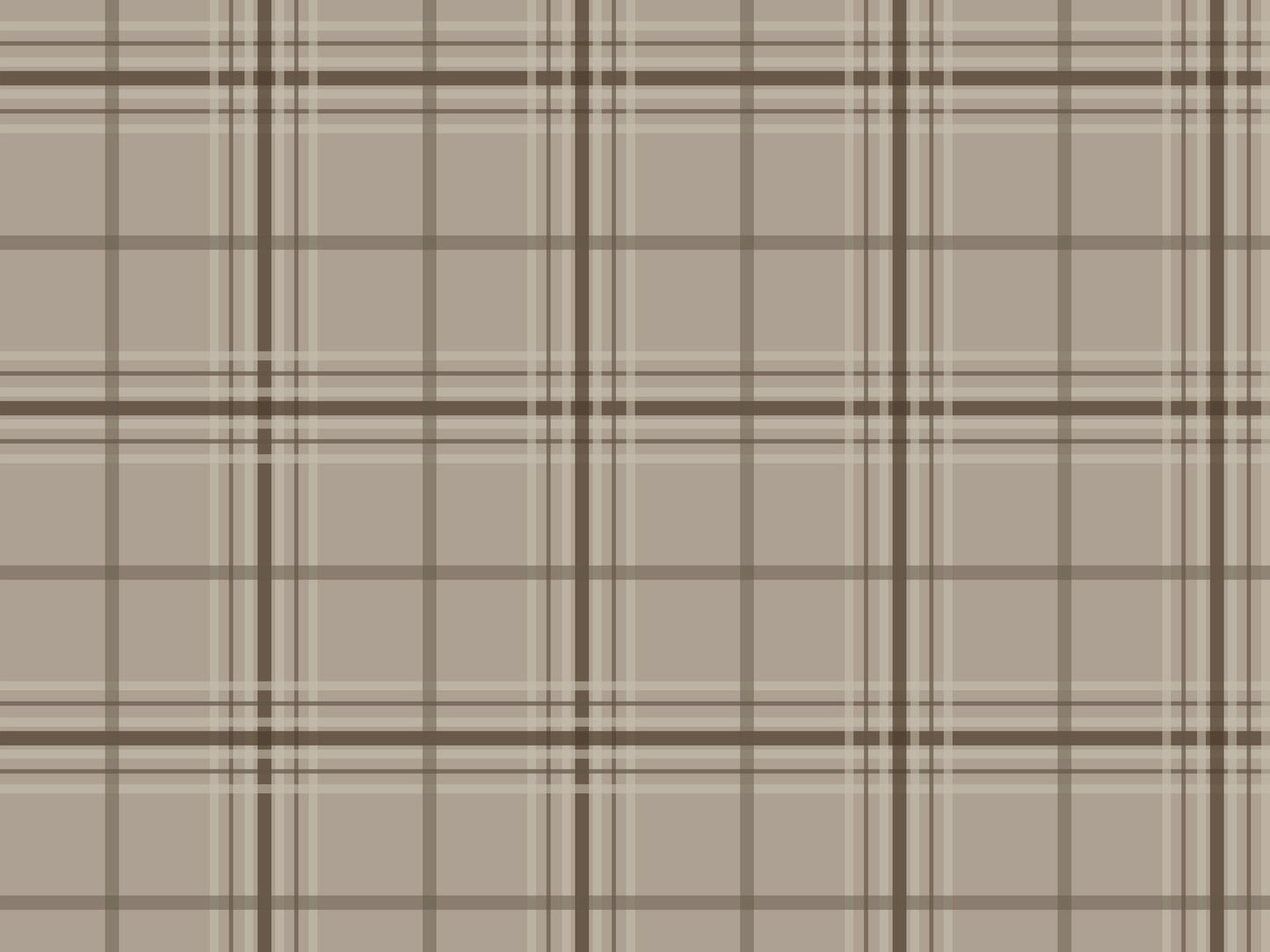A minimal living room features a textured plaid wallpaper in desert dune tones.
The fabric-look pattern displays a structured grid with intersecting warm beige and soft tan lines.
In front, a comfortable light grey fabric sofa with a beige accent pillow is positioned on the right.
The clean interior setup is nicely completed by a dark grey wooden storage cabinet on the left.