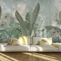 914_DA Banana Grove Banana Leaf Mural Wallpaper, Hunter Green
