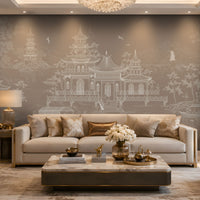 1429_DA_Imperial Garden Retreat Wallpaper, Crimson Red, Wall Mural.