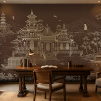 1429_DA_Imperial Garden Retreat Wallpaper, Crimson Red, Wall Mural.
