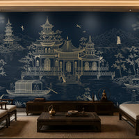 1429_DA_Imperial Garden Retreat Wallpaper, Crimson Red, Wall Mural.