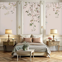 964_DA Flora Luxe Cool Fog White Premium Floral Mural Wallpaper