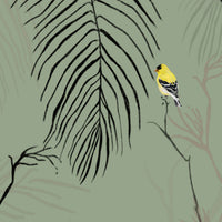 "Enhance your interior with the artistic elegance of our Feathered Canopy Tropical Wallpaper in Khaki Olive. Featuring hand-sketched branches and vibrant exotic birds in a deep organic palette, this artisan mural adds architectural scale and a refined natural feel to any space."