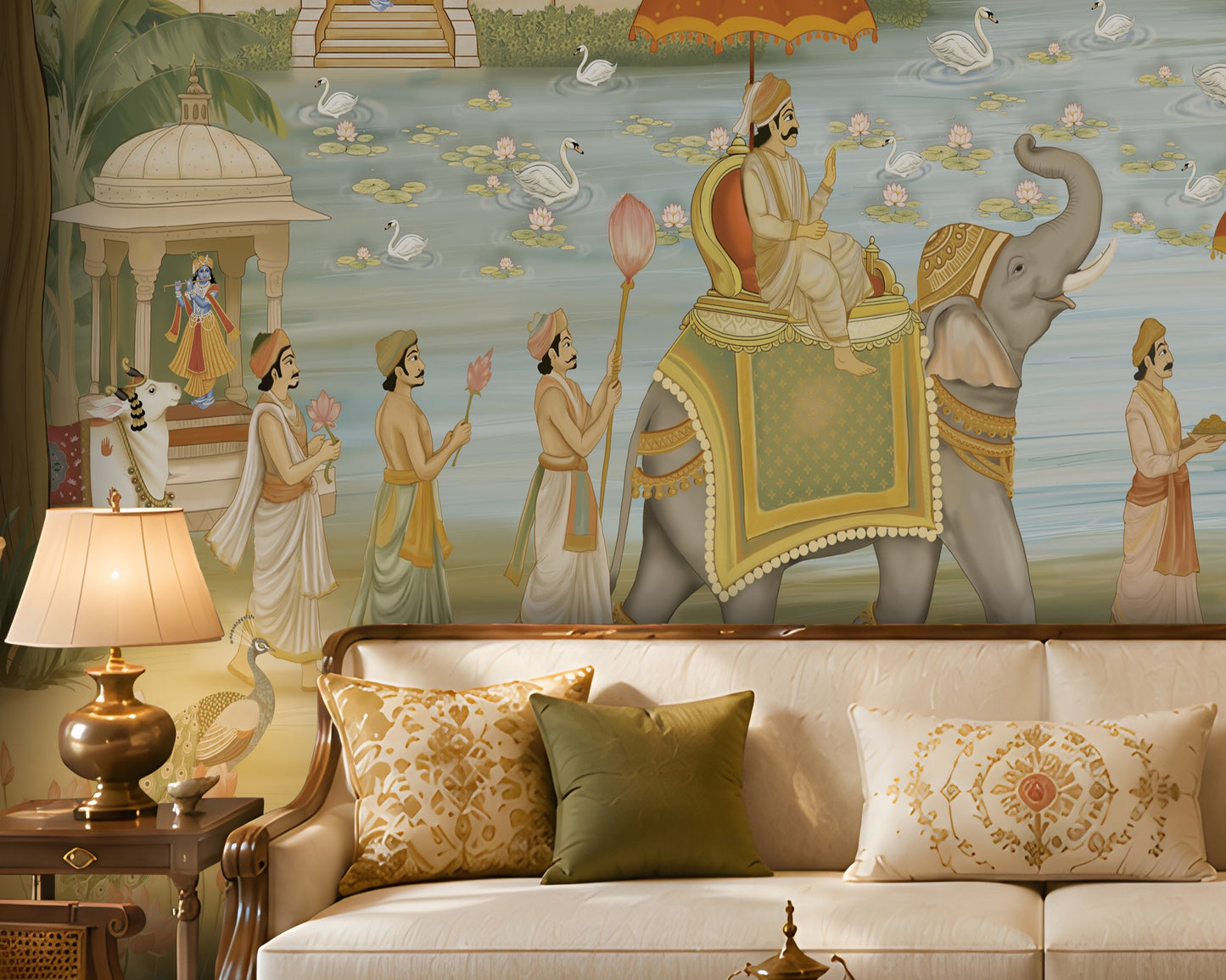 1449_DA_Royal Temple Procession Wallpaper, Heritage Gold, Wall Mural