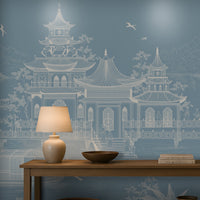 1438_DA_Imperial Garden Retreat Wallpaper, Cloud Blue, Wall Mural.