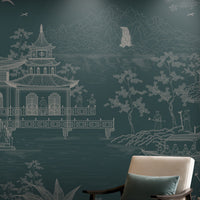 1432_DA_Imperial Garden Retreat Wallpaper,Peacock Green, Wall Mural.