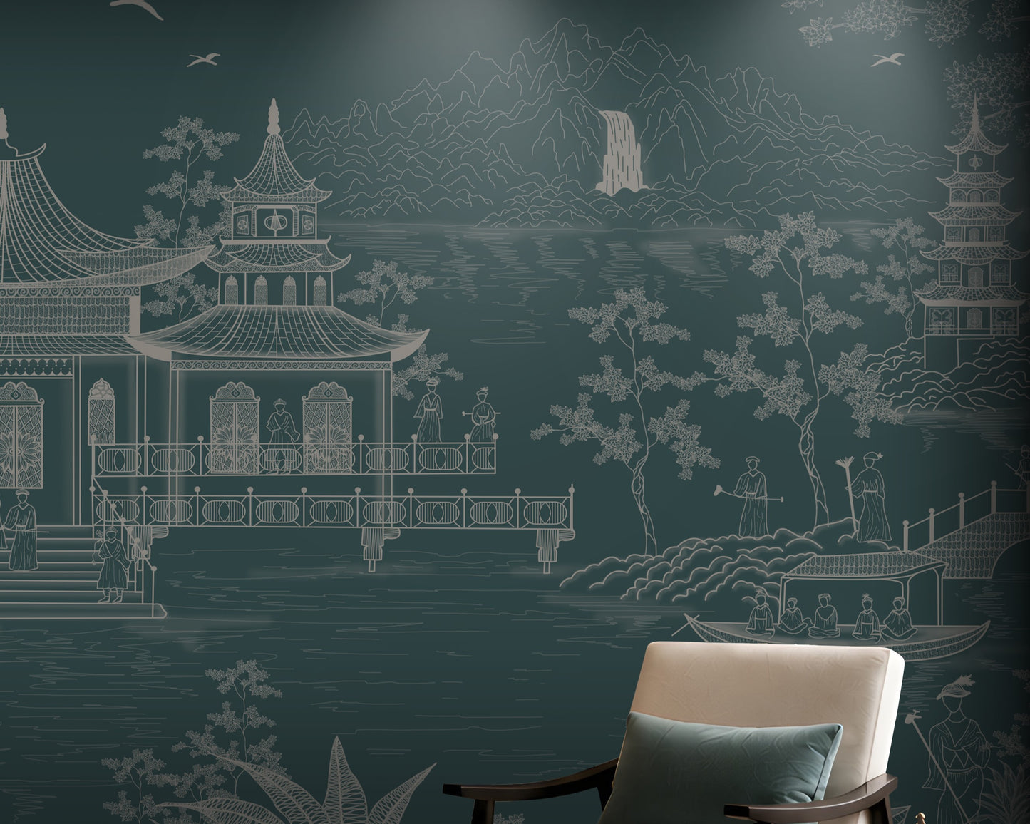 1432_DA_Imperial Garden Retreat Wallpaper,Peacock Green, Wall Mural.
