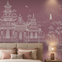 1435_DA_Imperial Garden Retreat Wallpaper, Pastel Pink, Wall Mural.