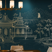 1431_DA_Imperial Garden Retreat Wallpaper, Deep Turquoise, Wall Mural.