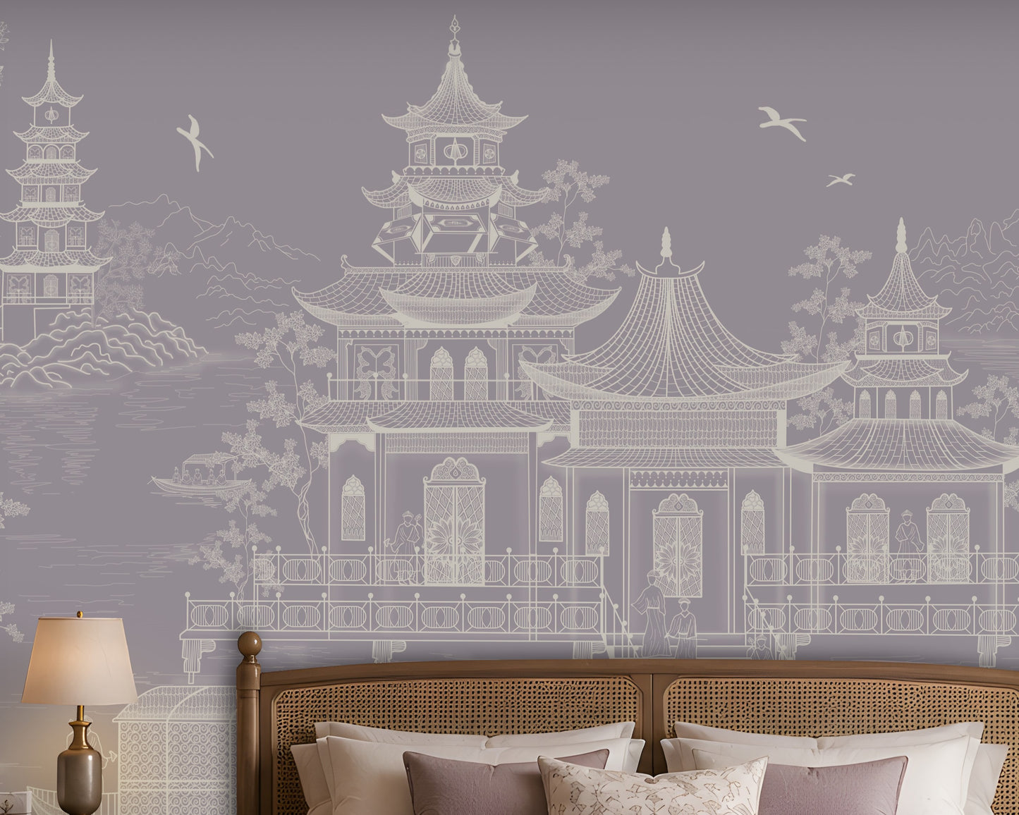 1439_DA_Imperial Garden Retreat Wallpaper, Lavender Mist, Wall Mural.