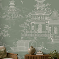 1436_DA_Imperial Garden Retreat Wallpaper, Pistachio Green, Wall Mural.