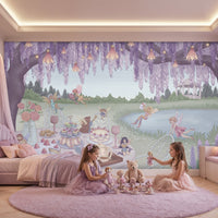 1350_DA Lavender Dreamy Fairy Tea Party Garden Kids Bedroom Wallpaper Mural