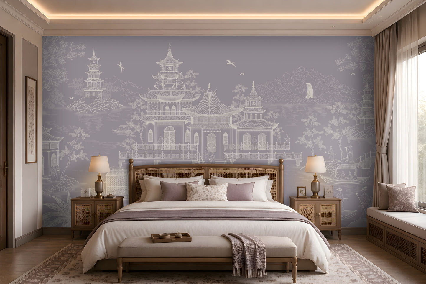1429_DA_Imperial Garden Retreat Wallpaper, Crimson Red, Wall Mural.