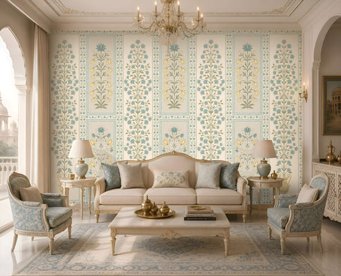 1597_DA Lotus Mahal Floral Wallpaper – Pastel Blue – Tetsip Media