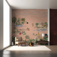 1349_DA Maharaja Garden Pichwai Mural Wallpaper – Terracotta Peach