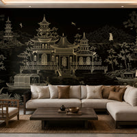 1429_DA_Imperial Garden Retreat Wallpaper, Crimson Red, Wall Mural.