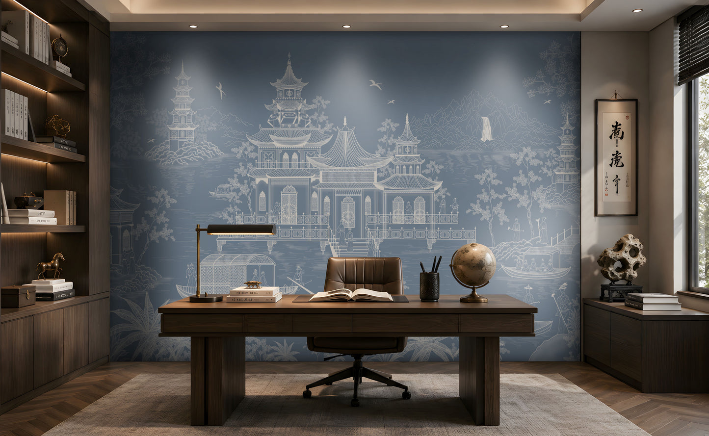 1429_DA_Imperial Garden Retreat Wallpaper, Crimson Red, Wall Mural.