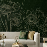 1565_DA Celestial Bloom –Olive Green Floral Wallpaper.