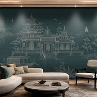 1429_DA_Imperial Garden Retreat Wallpaper, Crimson Red, Wall Mural.