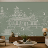 1429_DA_Imperial Garden Retreat Wallpaper, Crimson Red, Wall Mural.