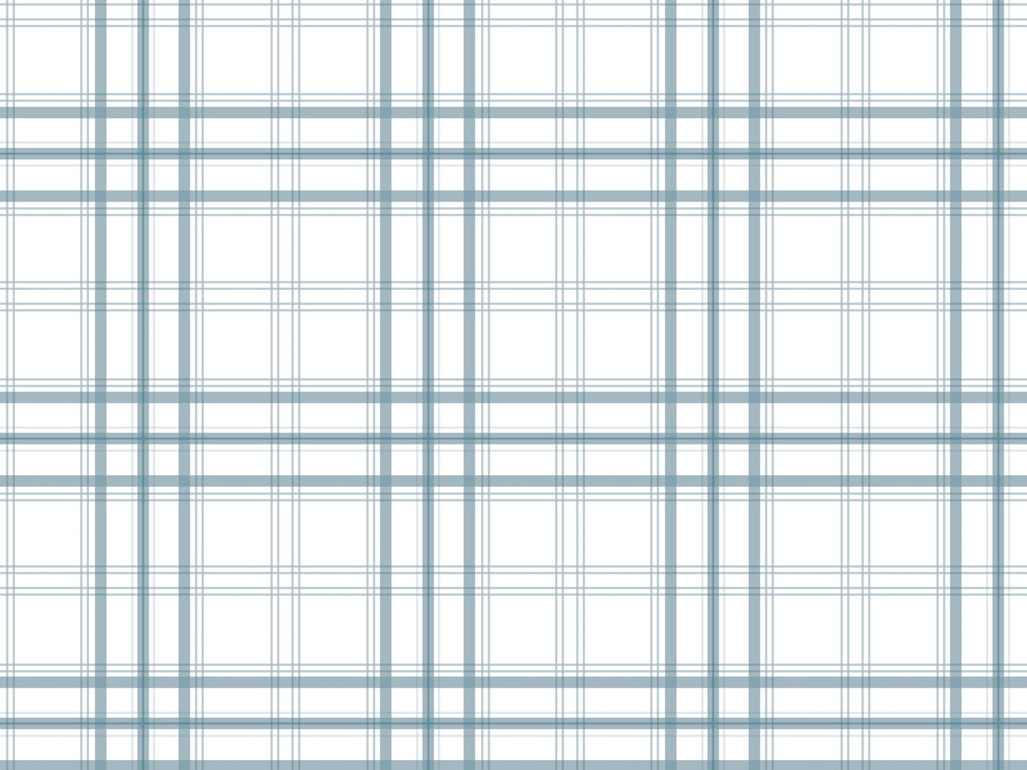 A simple graphic displays a clean pale steel blue and white plaid pattern.
The detailed design shows thin blue-grey lines intersecting across a plain white background.
The lines cross each other perfectly to form an organized, repeating grid pattern.
The minimal setup highlights only the soft colors and geometric fabric wallpaper design.