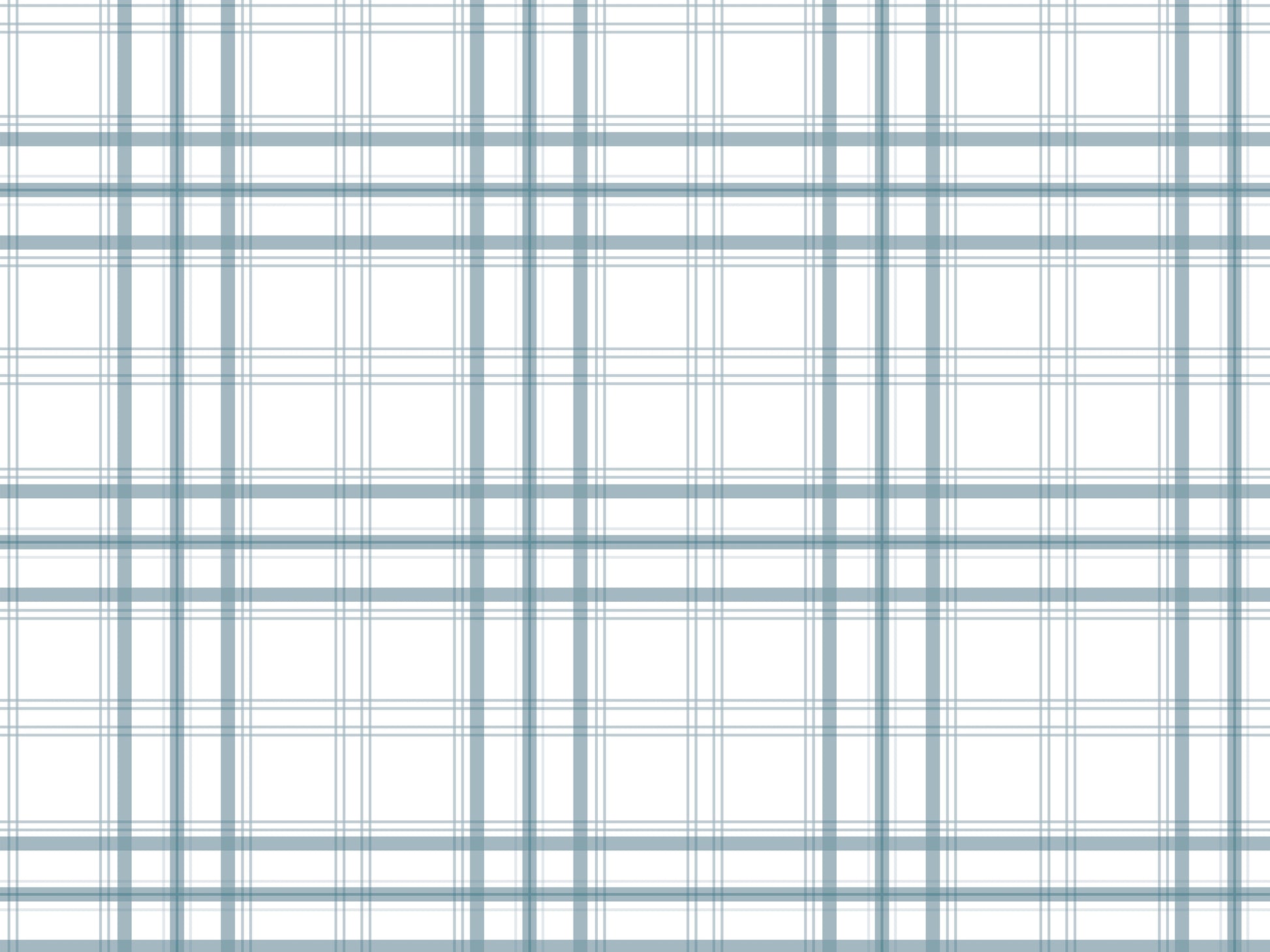 A simple graphic displays a clean pale steel blue and white plaid pattern.
The detailed design shows thin blue-grey lines intersecting across a plain white background.
The lines cross each other perfectly to form an organized, repeating grid pattern.
The minimal setup highlights only the soft colors and geometric fabric wallpaper design.