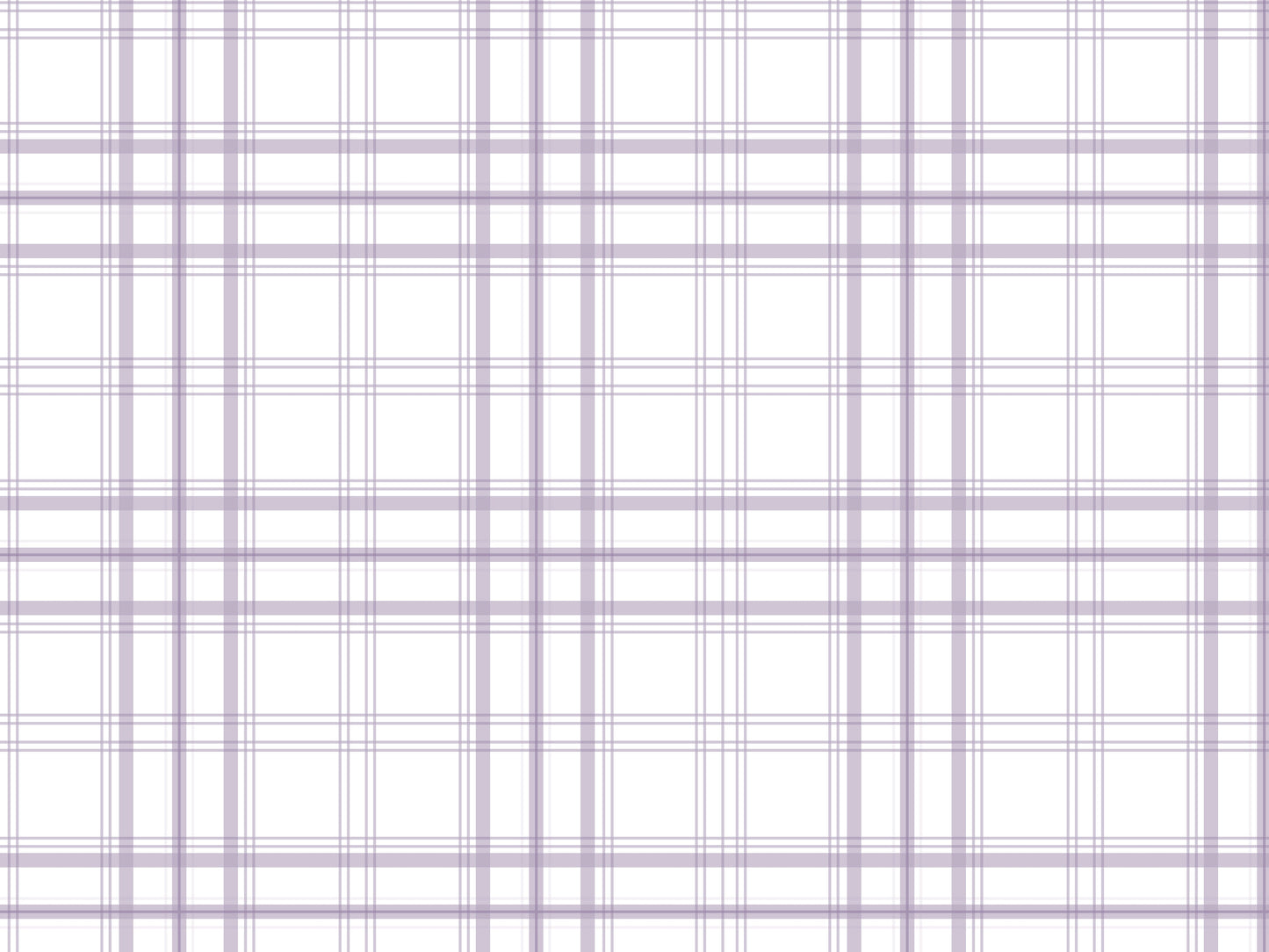 A simple graphic displays a clean soft violet and white plaid pattern.
The detailed design shows thin purple-grey lines intersecting across a plain white background.
The lines cross each other perfectly to form an organized, repeating grid pattern.
The minimal setup highlights only the gentle colors and geometric fabric wallpaper design.