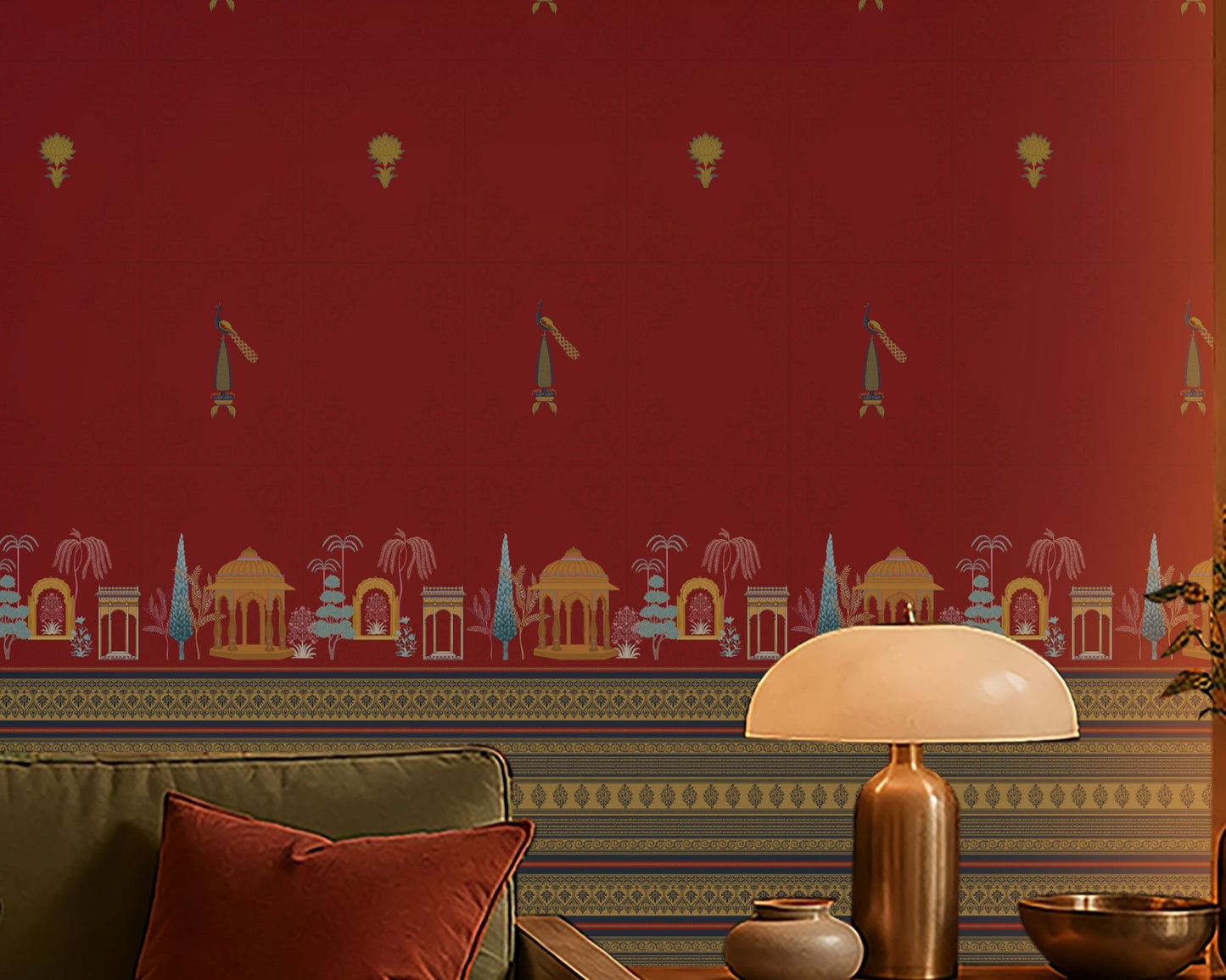 1374_DA Royal Garden Heritage Wallpaper – Maroon