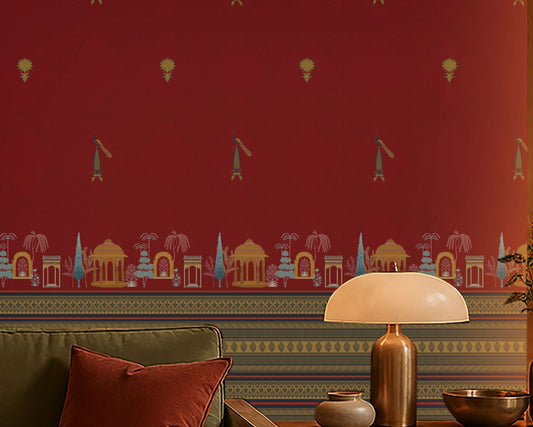 1374_DA Royal Garden Heritage Wallpaper – Maroon