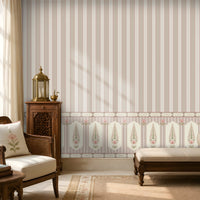 1456_DA_Royal Heritage Stripes Wall Mural – Champagne Beige, Luxury Indian Wallpaper