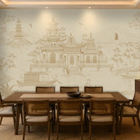 1429_DA_Imperial Garden Retreat Wallpaper, Crimson Red, Wall Mural.