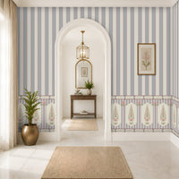 1452_DA_Royal Heritage Stripes Wall Mural – Dusty blue, Luxury Indian Wallpaper