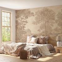 844_DA Vintage Countryside – Landscape Wallpaper, Warm Taupe