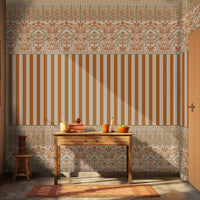 1354_DA Rajmahal Floral Stripe Wallpaper, Blue Palace Wall