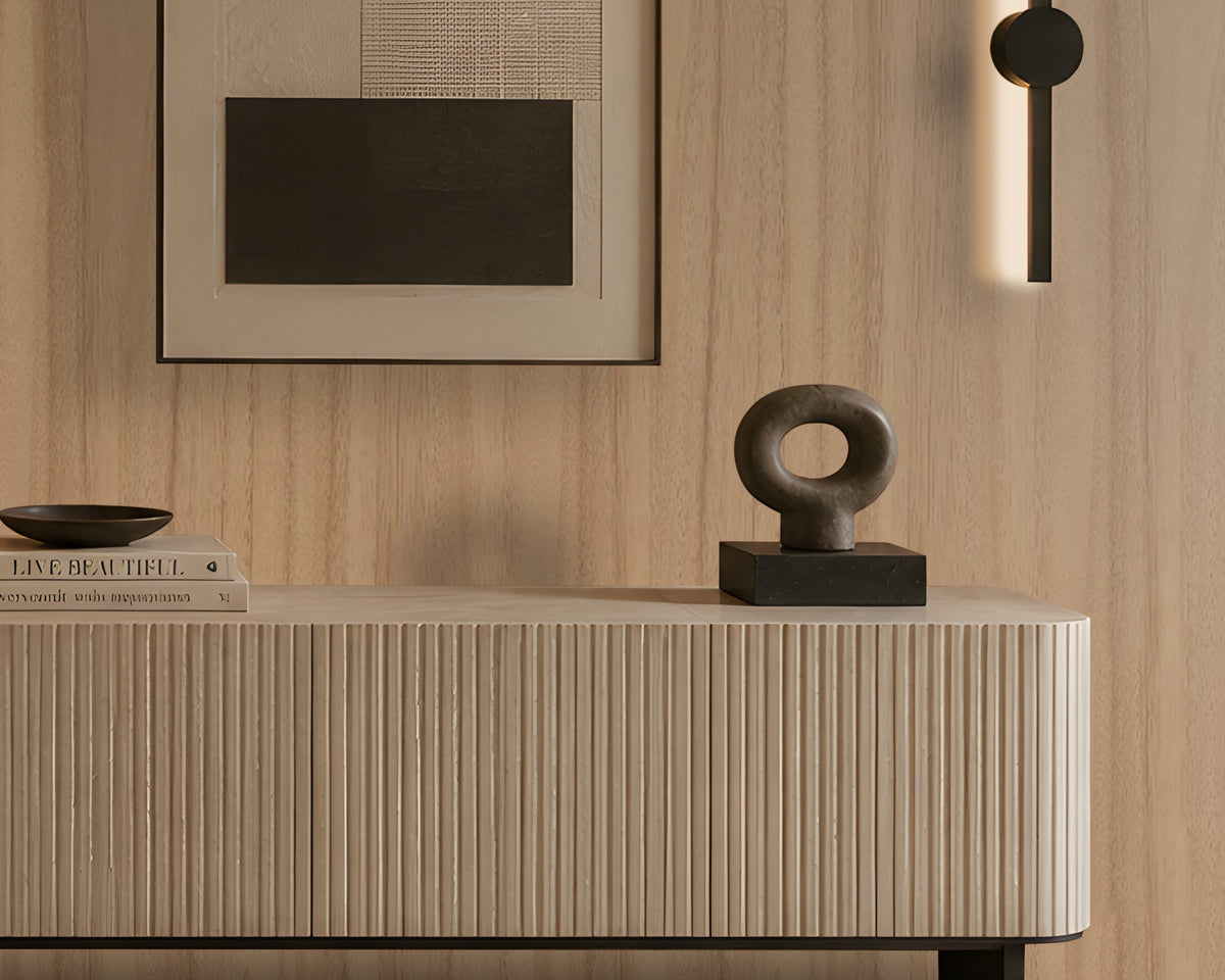 Wood Seamless Wallpaper - Almond Beige featuring a soft beige wood-inspired texture with subtle vertical grain patterns. The seamless natural finish creates a warm, elegant, and contemporary backdrop, perfectly complementing minimalist, Japandi, Scandinavian, and modern interiors. Ideal for living rooms, bedrooms, dining spaces, offices, and feature walls, adding depth, warmth, and timeless sophistication to any space.