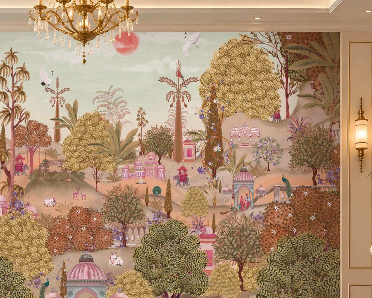 1476_DA_Aangan Bagh Mural - Vintage Ochre Beige