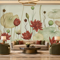 1517_DA_ Lotus Botanical Wallpaper_Sage Green.