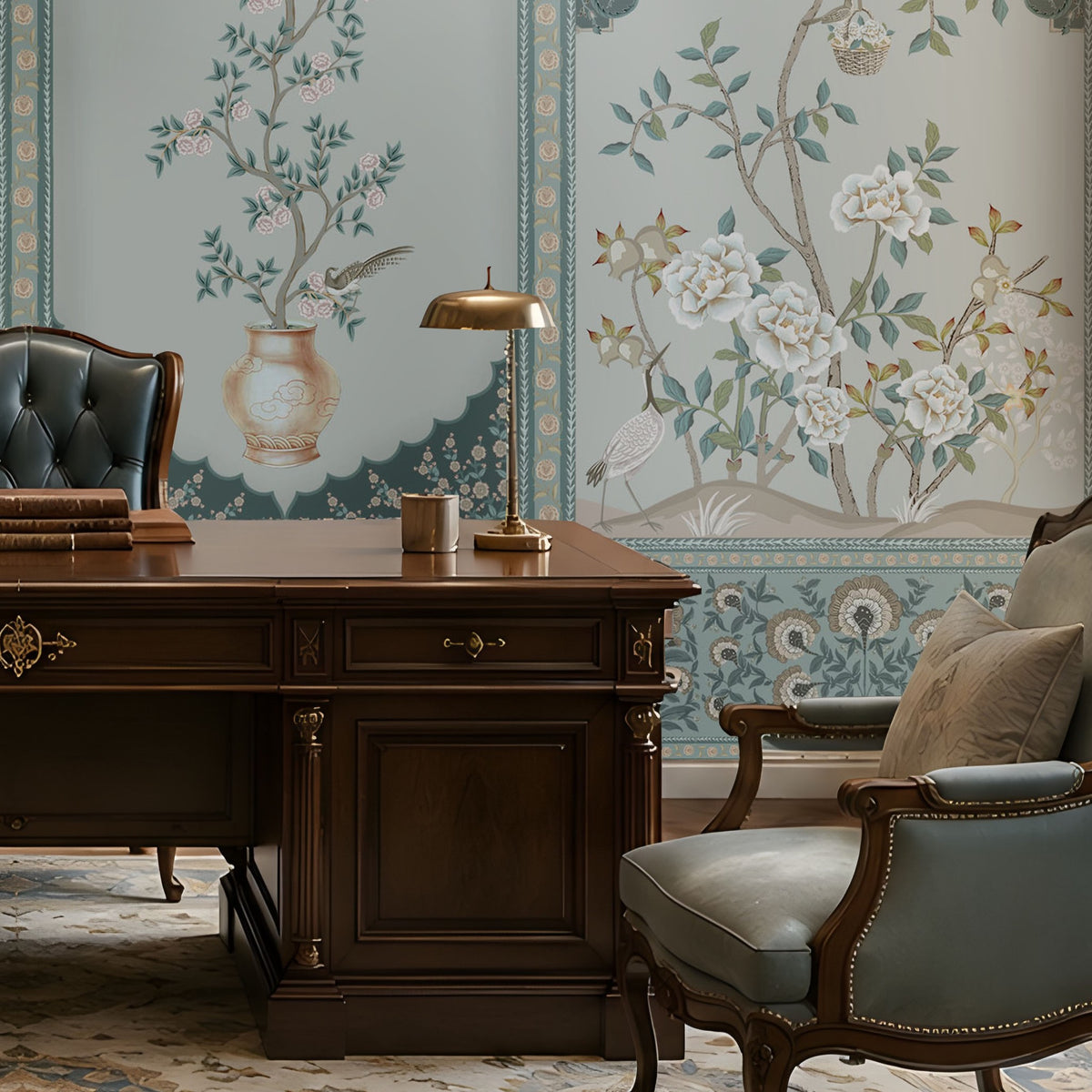 1402_DA_Persian Floral Panels - Sage Blue