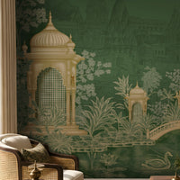 1425_DA_Palatial Garden Retreat Wallpaper,Forest Green, Luxury Wall Mural.