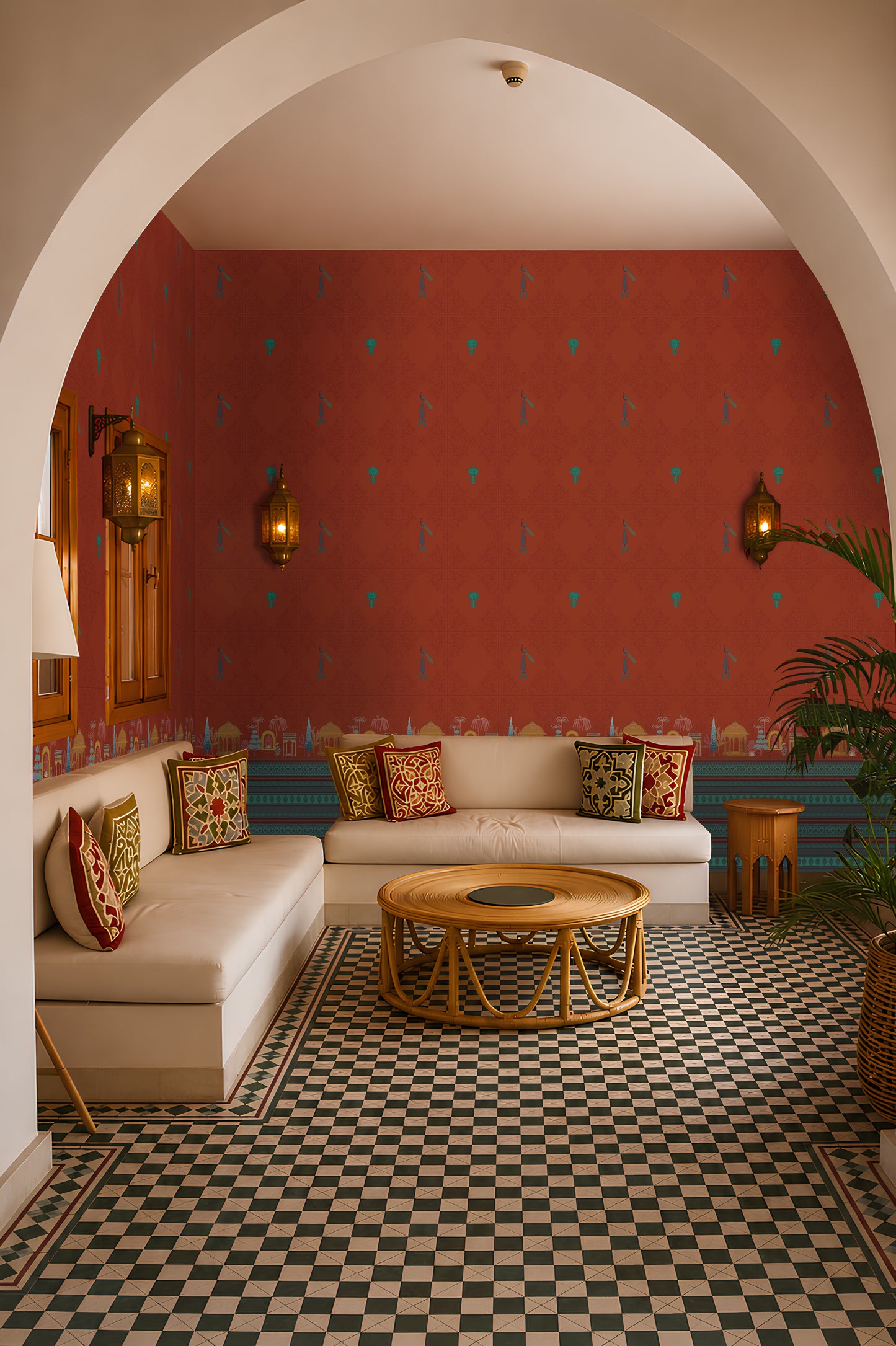 1374_DA Royal Garden Heritage Wallpaper – Maroon